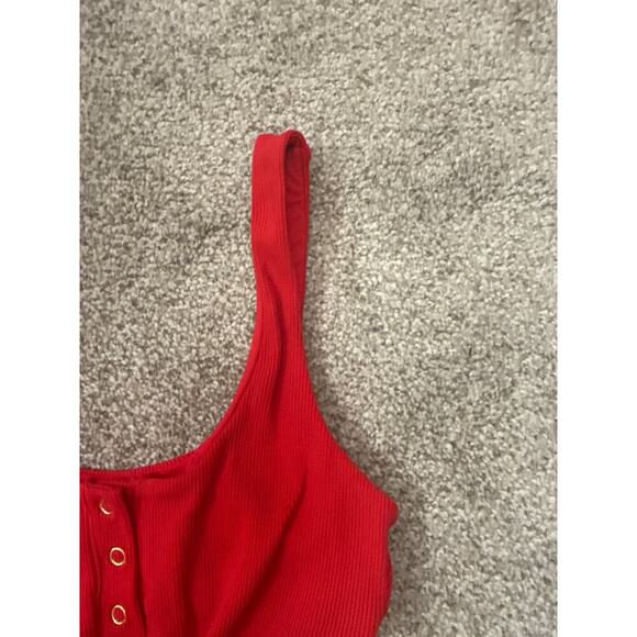 Beach Bunny Red Tide Knot Snap Buttons Bralette Bikini Top, S - Picture 7 of 13